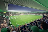 An artist's impression of a packed stadium.
