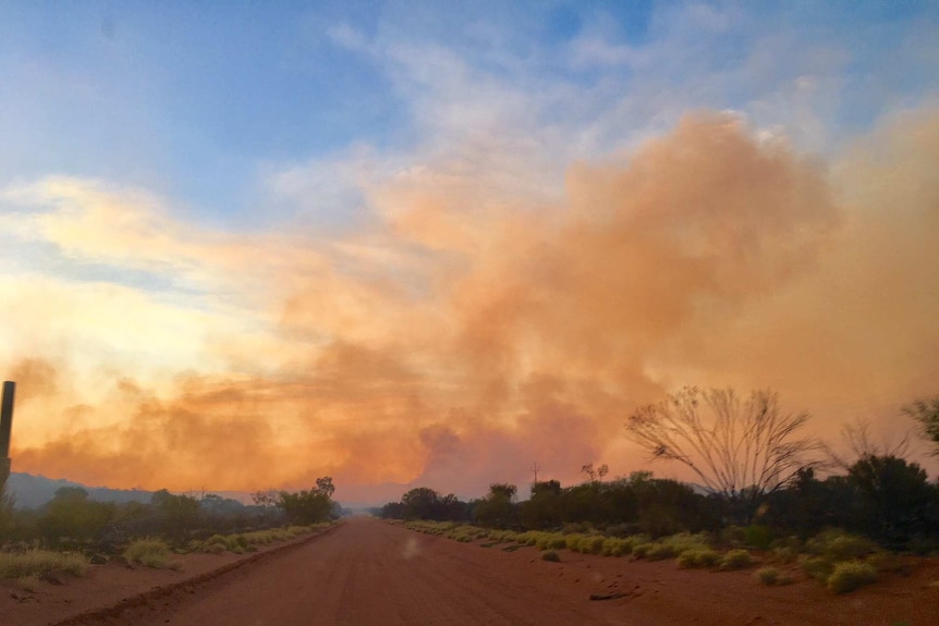 Smoke rises from a bushfire in outback SA.