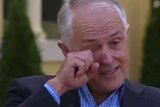 Prime Minister Malcolm Turnbull is moved to tears during the interview with Stan Grant.