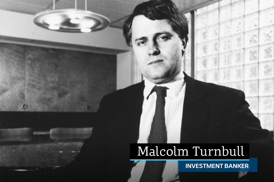 Portrait of Malcolm Turnbull, 1988 in an office as an investment banker.