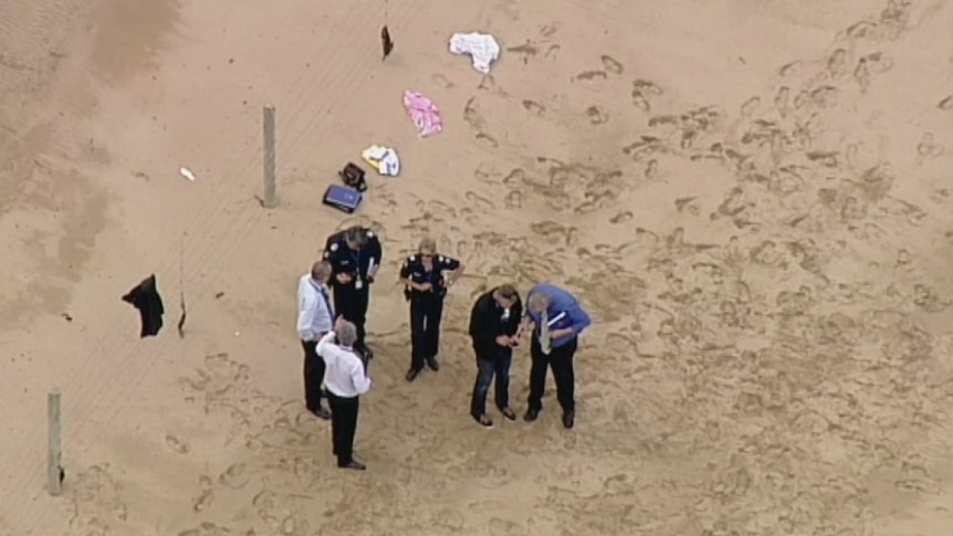 Police on the scene where human remains are found near Anglesea.
