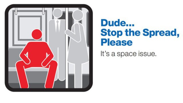 New York transit authority manspreading campaign poster