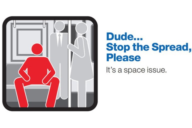 New York transit authority manspreading campaign poster