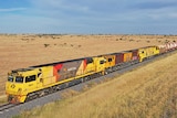 a long freight train in Australian countryside