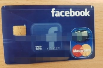 A fake Facebook credit card being used to scam Australians