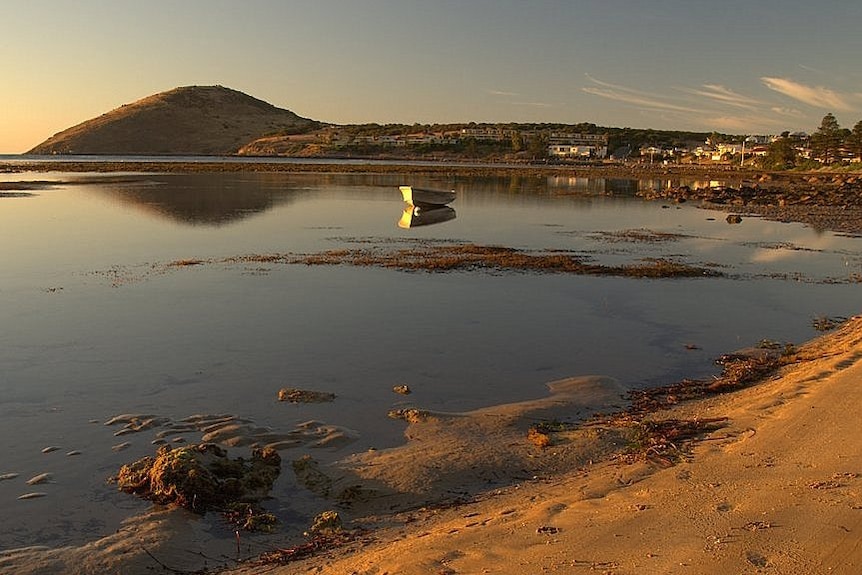 Sunrise at low tide at Encounter Bay at Victor Harbor, 2013.