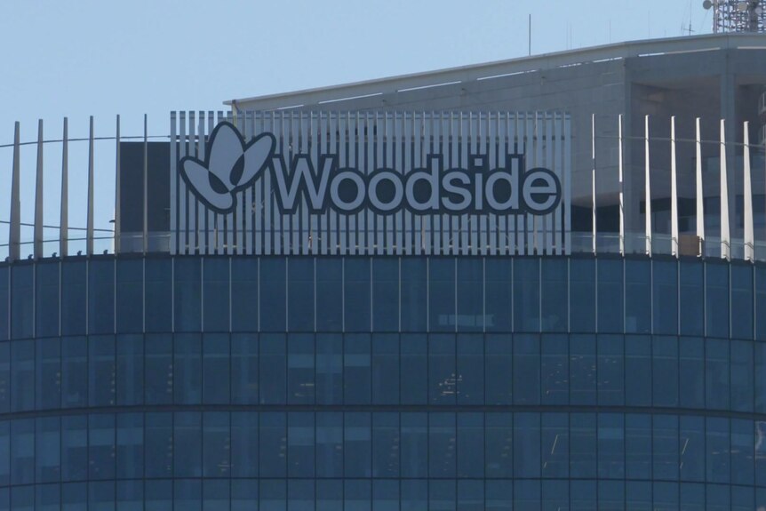 The Woodside sign atop the skyscraper in Perth's CBD