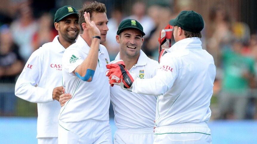 South Africa's Dale Steyn celebrates the wicket of New Zealand's Kane Williamson.