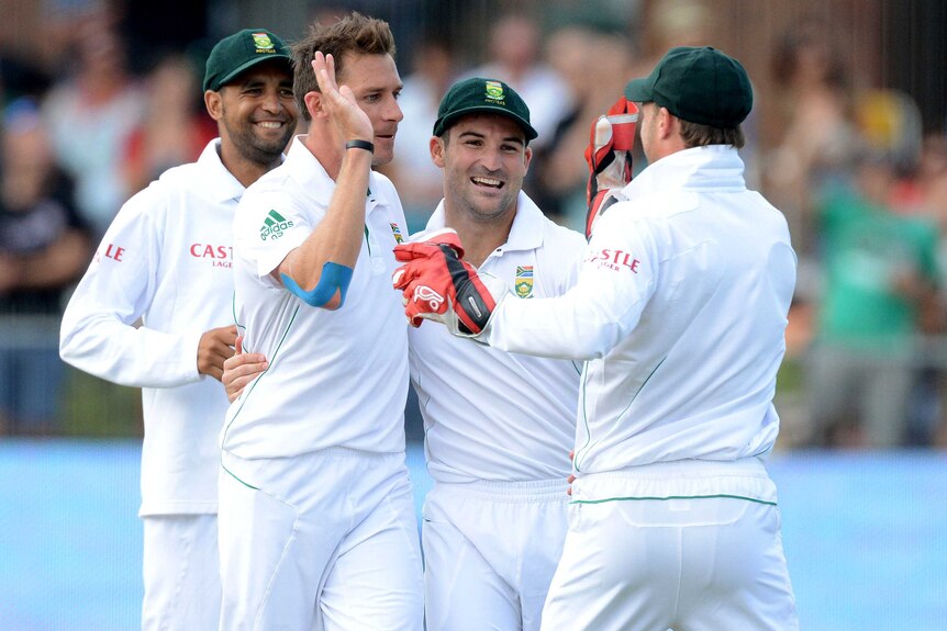 South Africa's Dale Steyn celebrates the wicket of New Zealand's Kane Williamson.