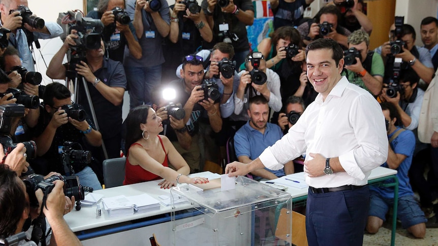 Greek prime minister Alexis Tsipras votes in referendum