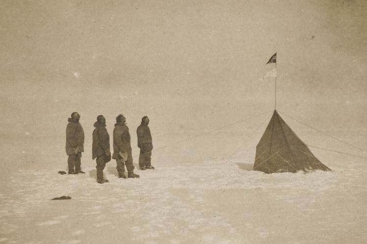 Roald Amundsen at the South Pole.  Image discovered by the National Library of Australia.