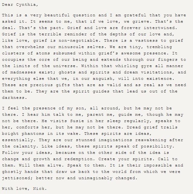 Nick Cave's open letter