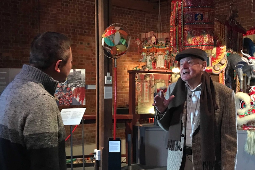 Barry Shying speaks to the ABC's Jason Fang at the Museum of Chinese-Australian History in Melbourne, May 2018.