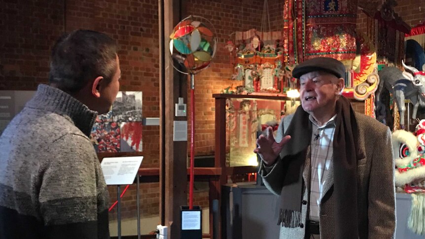 Barry Shying speaks to the ABC's Jason Fang at the Museum of Chinese-Australian History in Melbourne, May 2018.