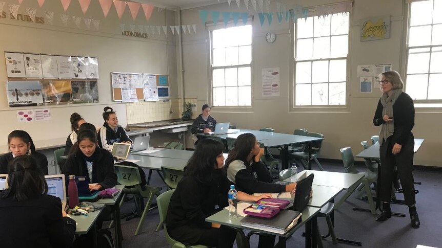 Lisa Edwards' economics classroom at Riverside Girls High in Sydney