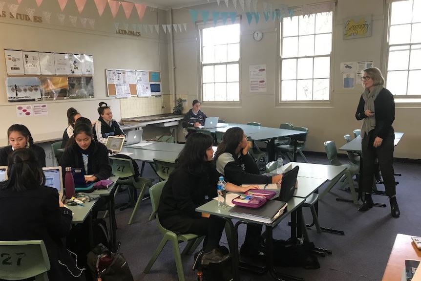 Lisa Edwards' economics classroom at Riverside Girls High in Sydney