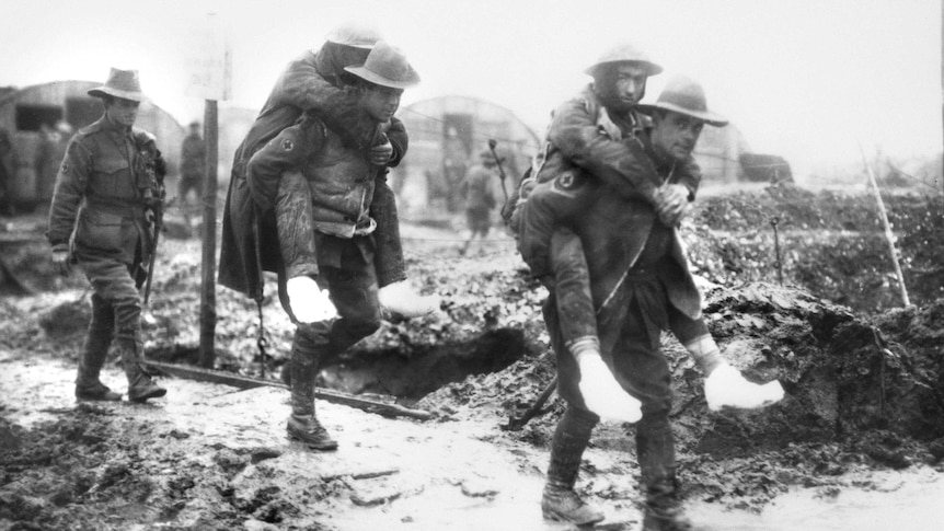 Men with trench foot