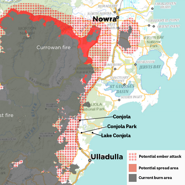 A map with bushfire spread.