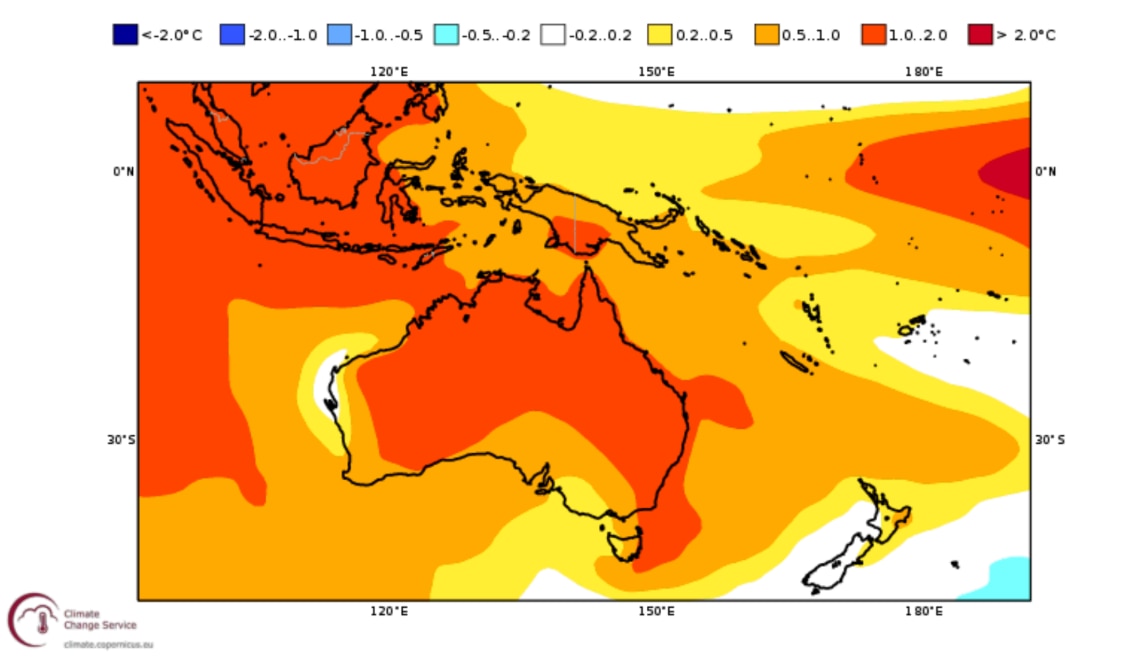 australia weather map shows a hot summer is predicted by leading global models