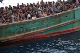 Rohingya migrants on boat drift in Thai waters
