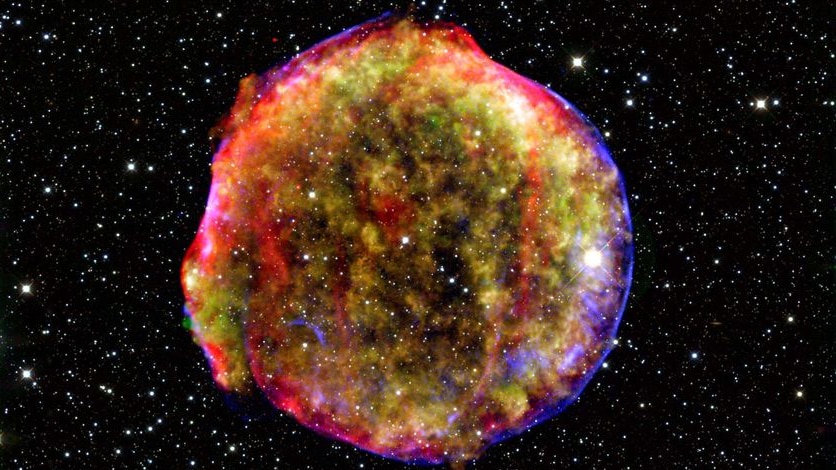 Exploding supernovas, like the one pictured, led scientists to dark energy.