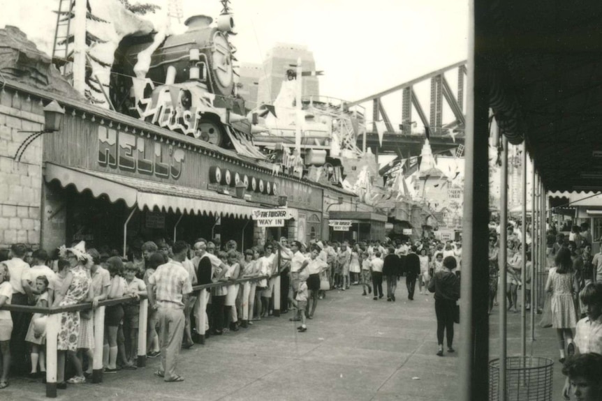 Crowds line up for a ride