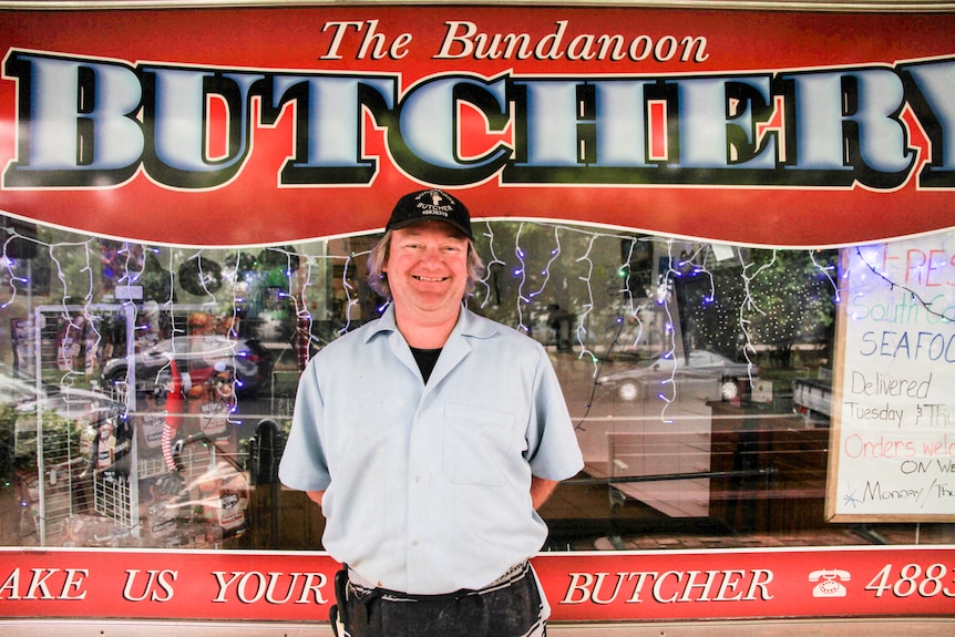 Anthony Smith stands in front of his butcher shop in Bundanoon