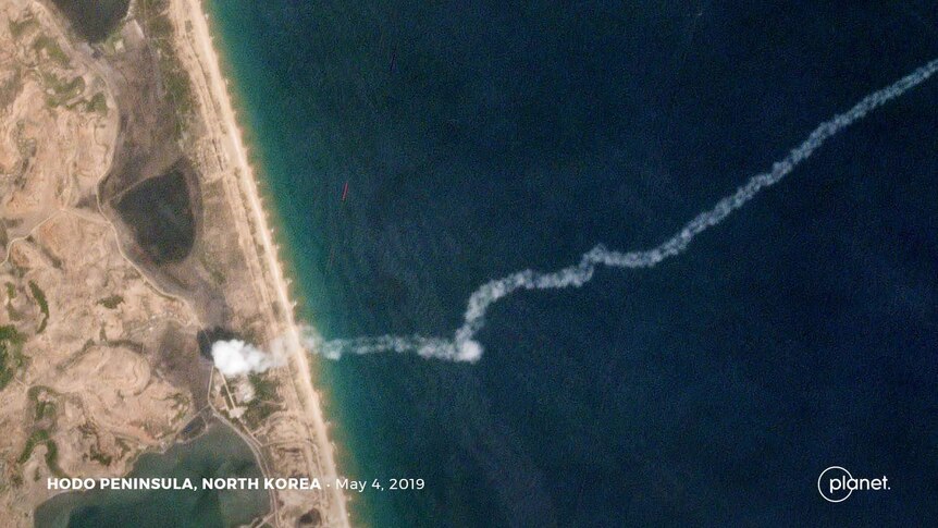 Image capturing North Korea missile launch