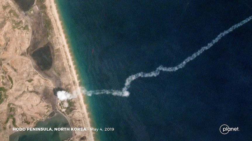Image capturing North Korea missile launch