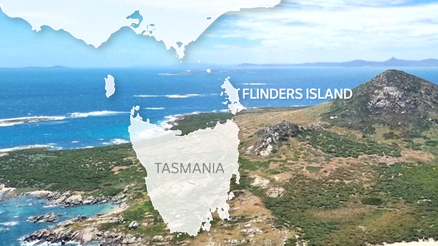 Map of Tasmania highlighting northern location of Flinders Island 