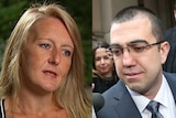 Nicola Gobbo sits during an interview and Faruk Orman exits court in a composite image of two photos.