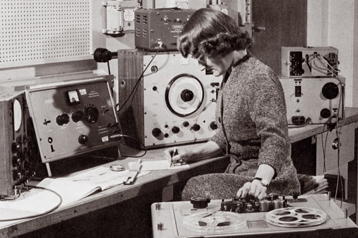 Daphne Oram working in the BBC Radiophonic Workshop