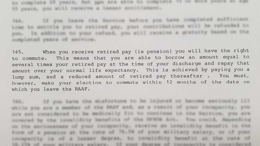 Document detailing RAAF super loan scheme.