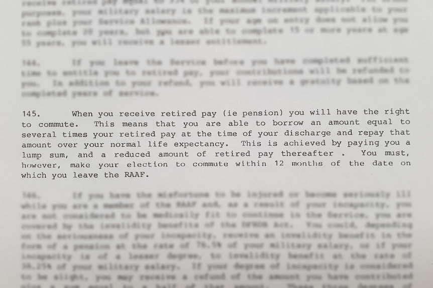 Document detailing RAAF super loan scheme.
