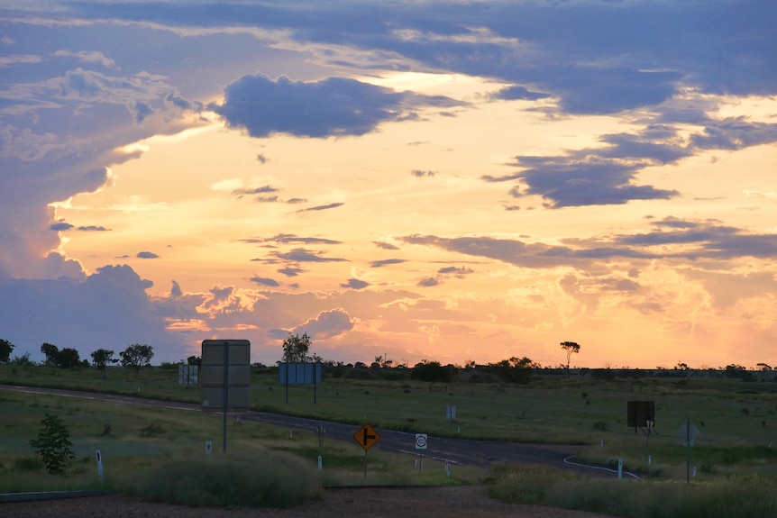 Sunset over an outback road