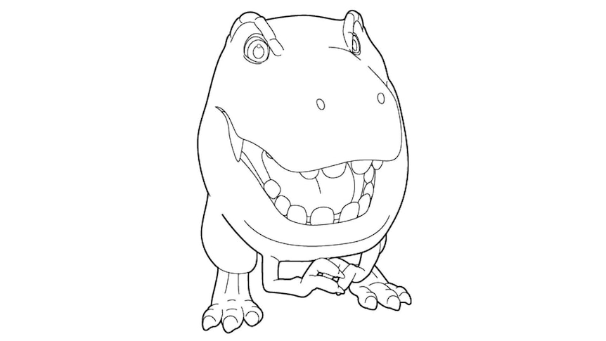 Line drawing of Pea-Rex from Ginger and the Vegesaurs