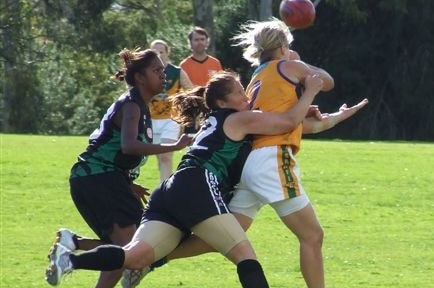 Narelle Smith in action, playing in the South Australian Women's Football League.