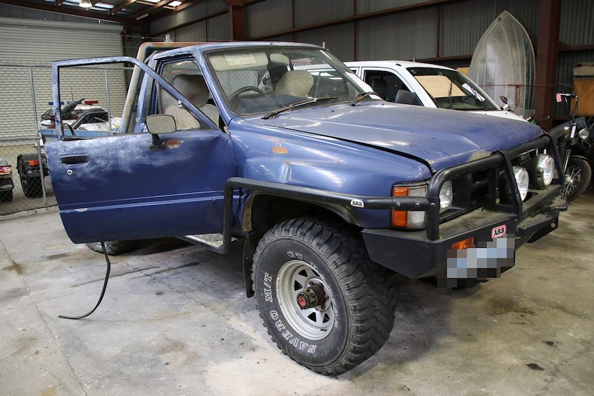 Ute allegedly used by Phillip James Standage to ram Tasmania Police cars.