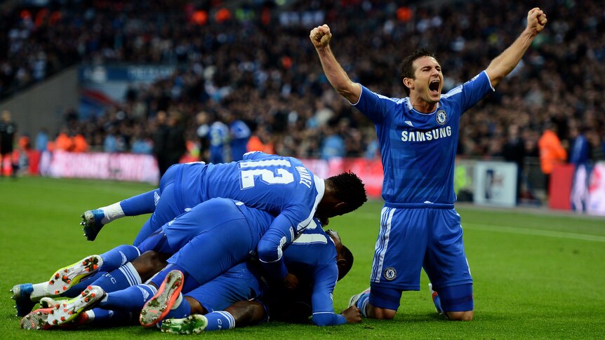 Lampard celebrates with Blues fans