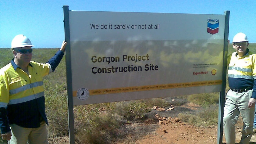 The Premier Colin Barnett at the Gorgon construction site (file)