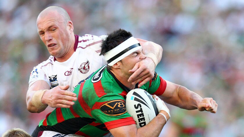 Champion for the cause: Beau Champion scored two crucial tries to get the Rabbitohs back into the game.