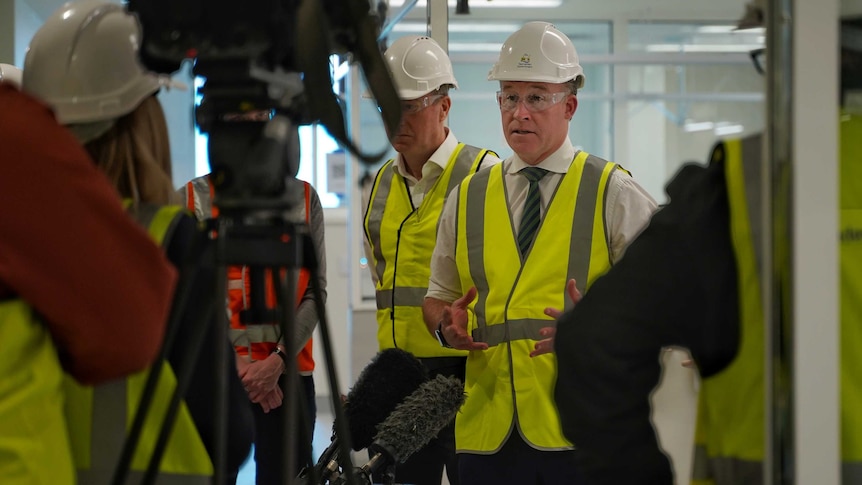 Tasmanian Premier Will Hodgman talks to the media at the Royal Hobart Hospital