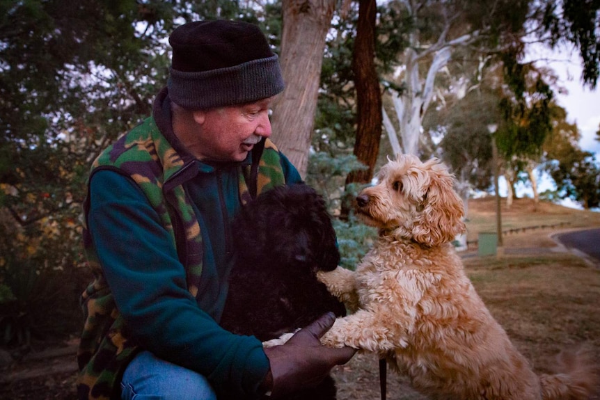 Geoffrey Dabb is walking his two dogs around Narrabundah