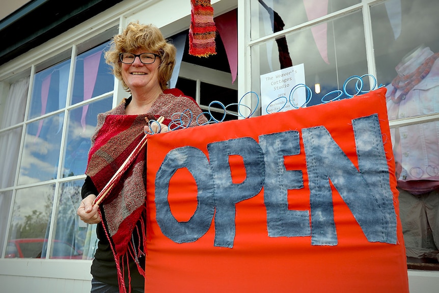 Kat Wittman outside her textile store