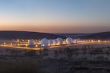 Communications equipment inside the Pine Gap base, seen from afar at night
