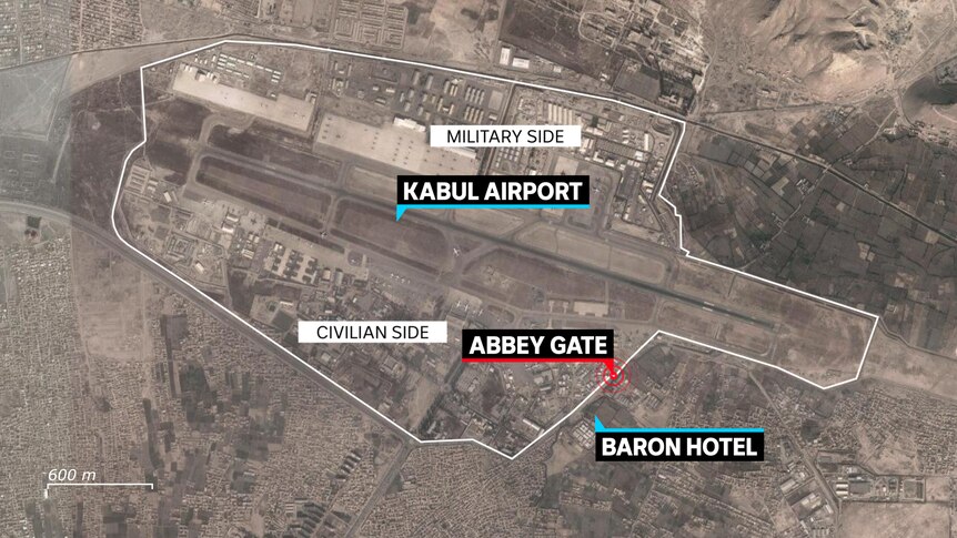 A satellite image of Afghanistan's Kabul airport.