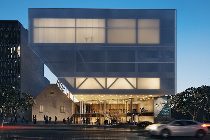 An artist's impression of the second stage of the Geelong Performing Arts Centre redevelopment, showing a new entrance.
