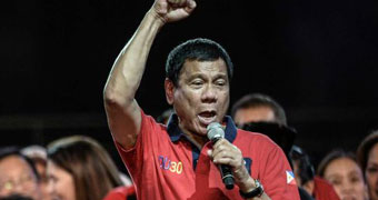 Rodrigo Duterte pictured during an election campaign rally.