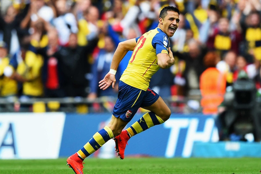 Sanchez celebrates goal for Arsenal in FA Cup final