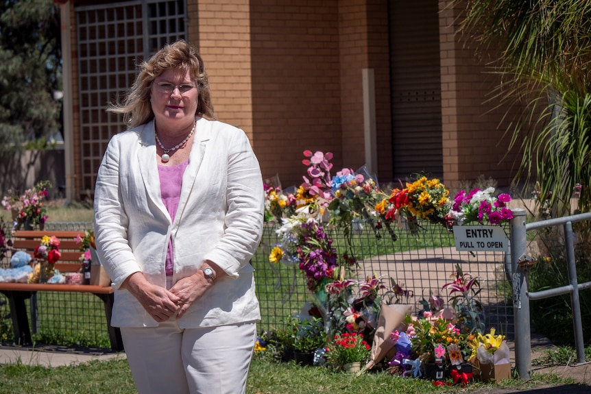 Member for Warrego Anne Leahy standing outside the Tara police station, December 2022.